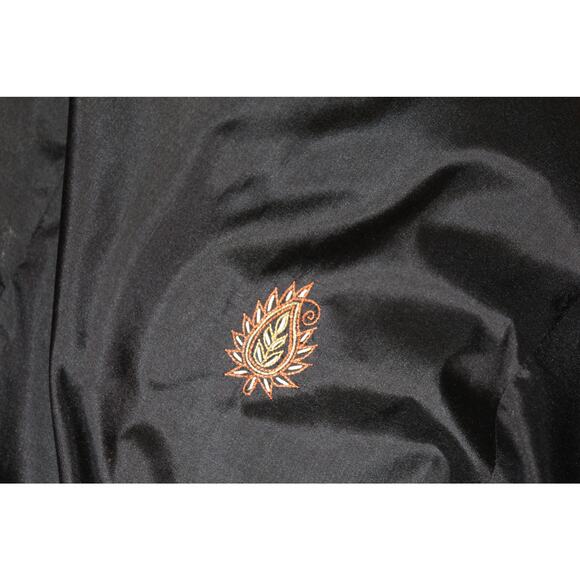 Vintage Black Embroidered Maxi Dress Boho Caftan Gown Paisley - Picture 3 of 7